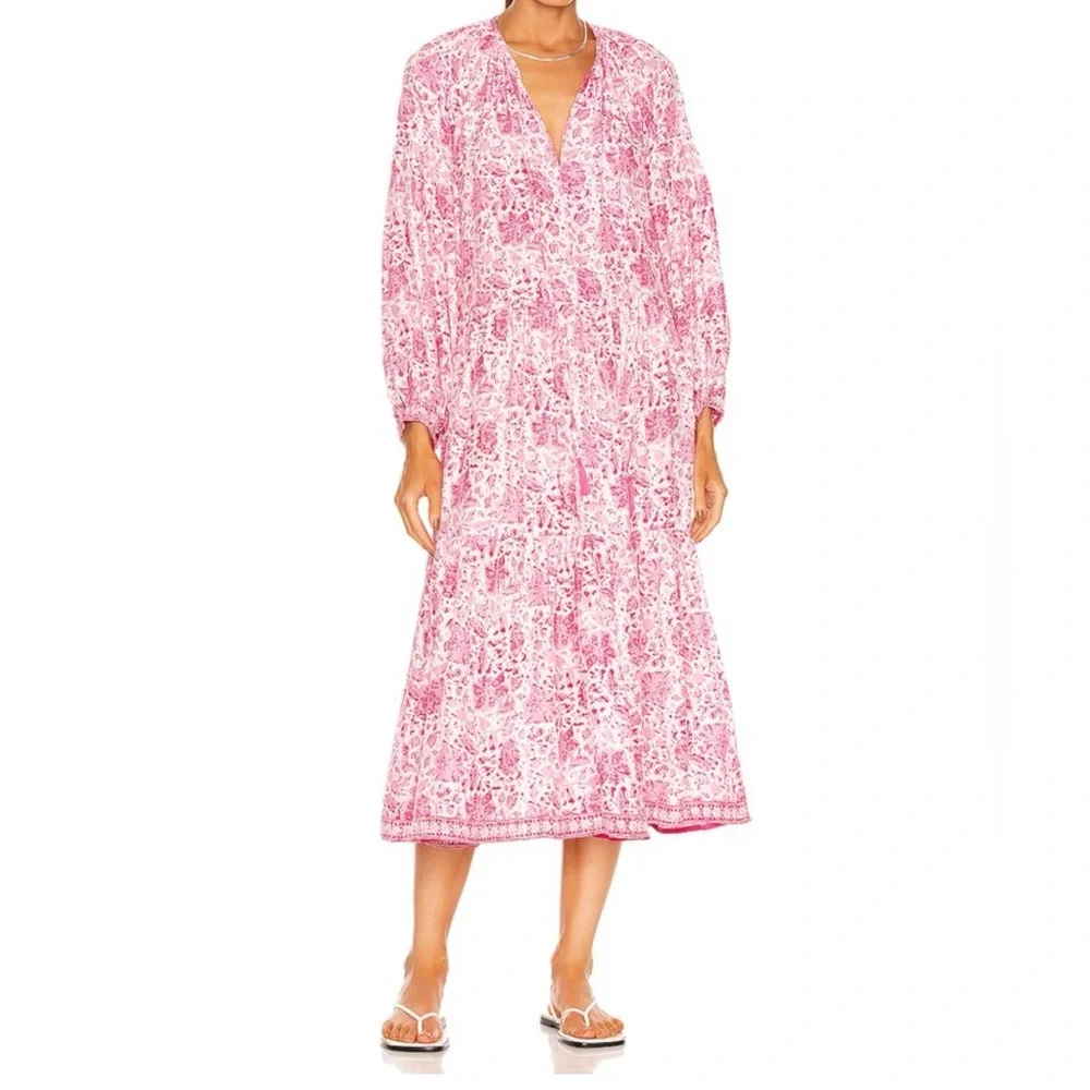 Women’s NATALIE MARTIN Briana dress- pink/white 100% silk. Size small - Picture 1 of 11